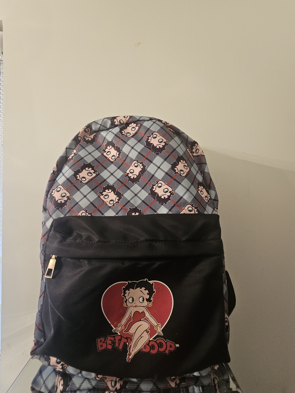 Betty Boop Black & Gray Patterned Backpack